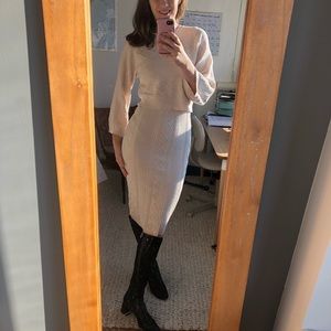 EUC Cozy and chic layered sweater dress in cream